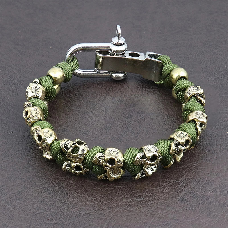 Trendy Popular Skull Bracelets for Men Gift Vintage Adjustable Woven Bracelet Punk Rock Charm Male Jewelry Accessories Wholesale