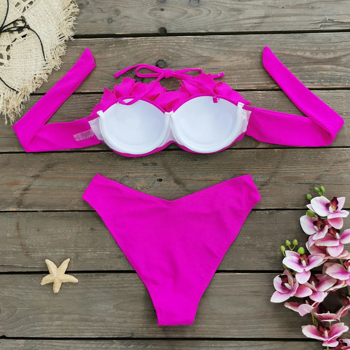 Sexy Push Up Two Pieces Swimwear Hight Waist Bikini Sets Women Swimwear New Printed Ruffle Bandage Bathingsuit Beach Wear 2024