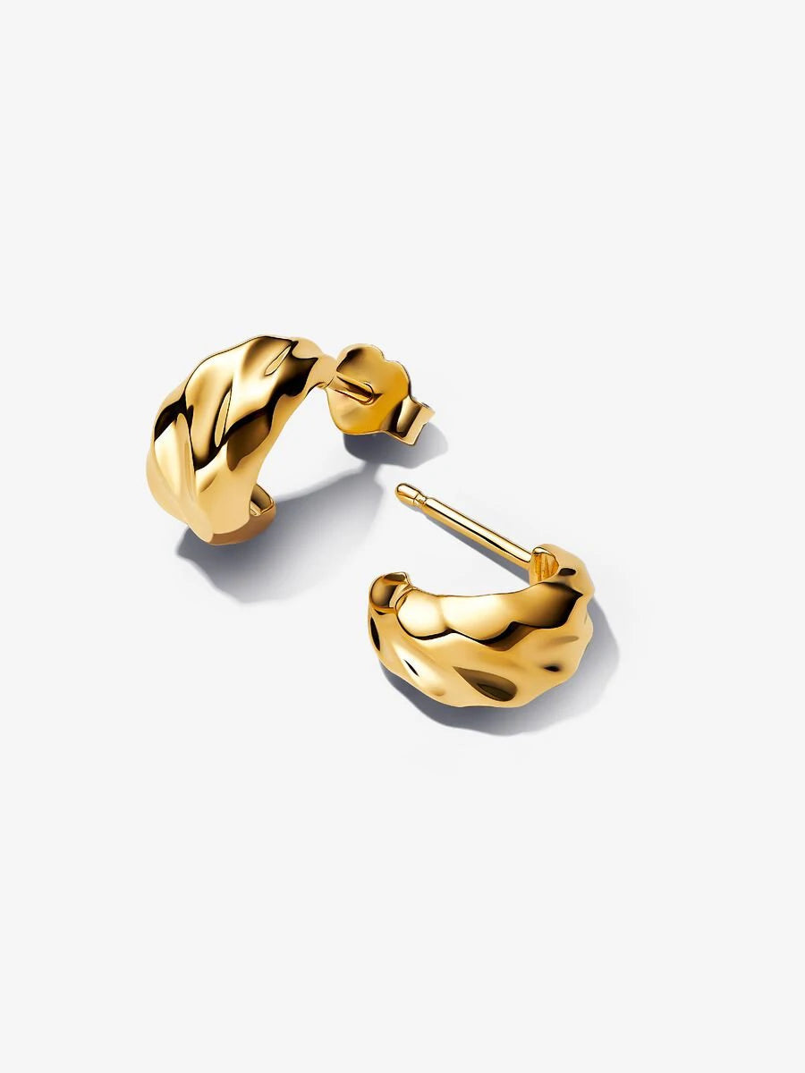 New Authentic 925 Sterling Silver Earrings Twisted Huggie Rippled Open Hoop Earrings Original For Women Jewelry