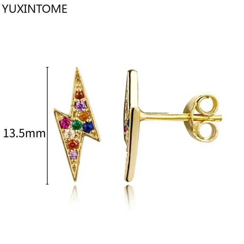 Colorful Crystal Earrings 925 Sterling Silver Ear Needle Stud Earrings for Women Cross Dangle Earrings Party Wedding Jewelry