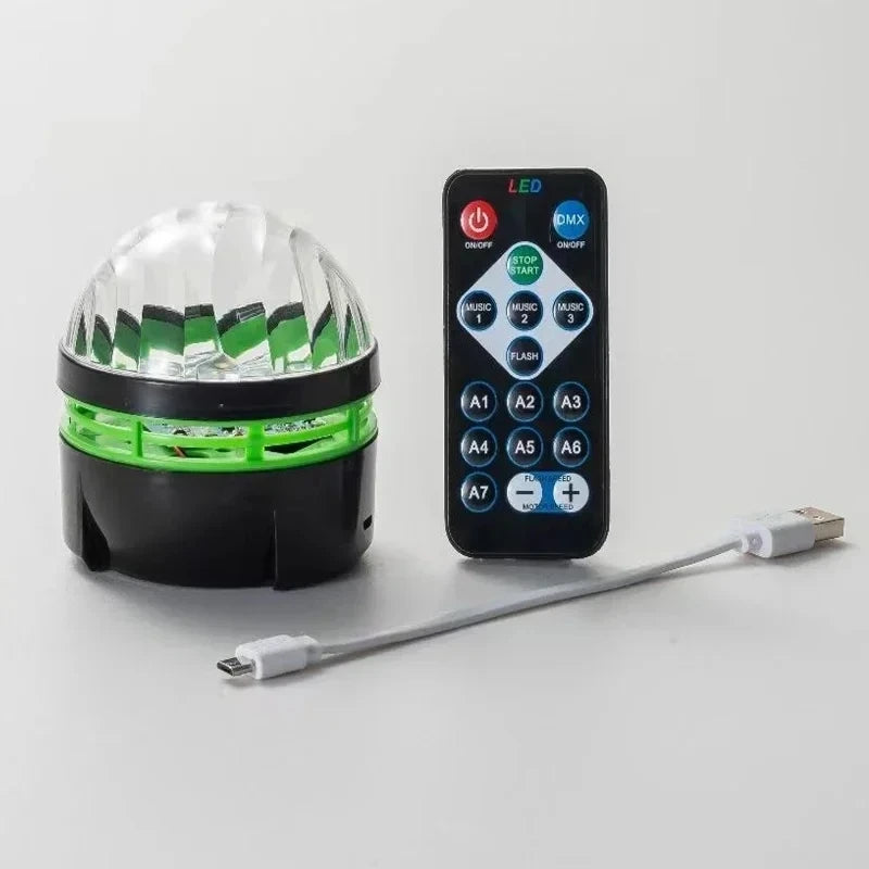 LED Stage Disco Light Rotating DJ Ball Strobe Remote Sound Control Magic Dance Car RGB Christmas Gift Party Club Laser Show Lamp