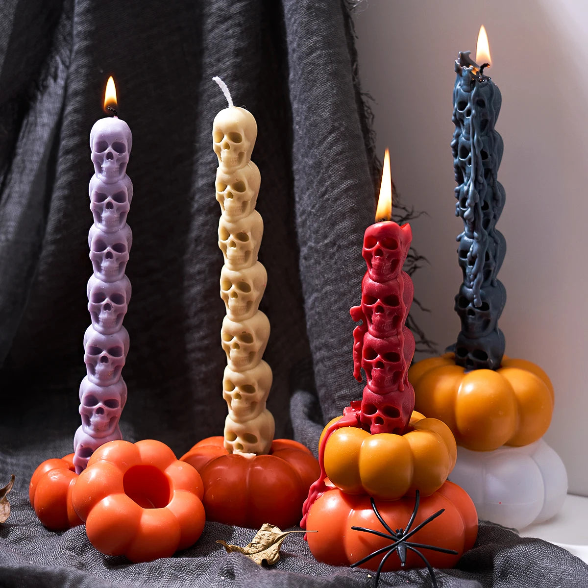 Spooky Stack Skull Silicone Candle Mold DIY Halloween Ornament Craft Making Supplies Soap Plaster Resin Casting Molds Home Decor