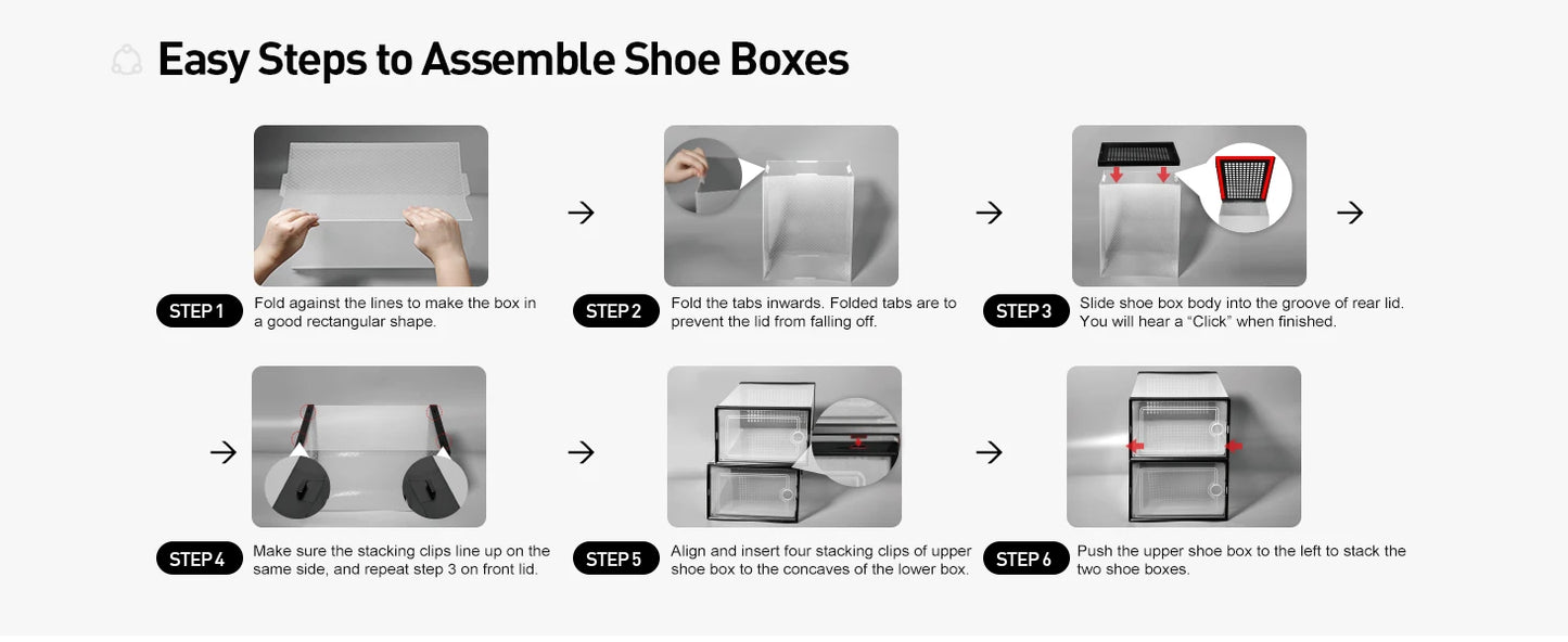 1pc/2pcs Large Shoe Storage Boxes Organizers Clear Plastic Stackable 12 Pack, Shoe Rack & Holder Substitute, Sneaker Containers