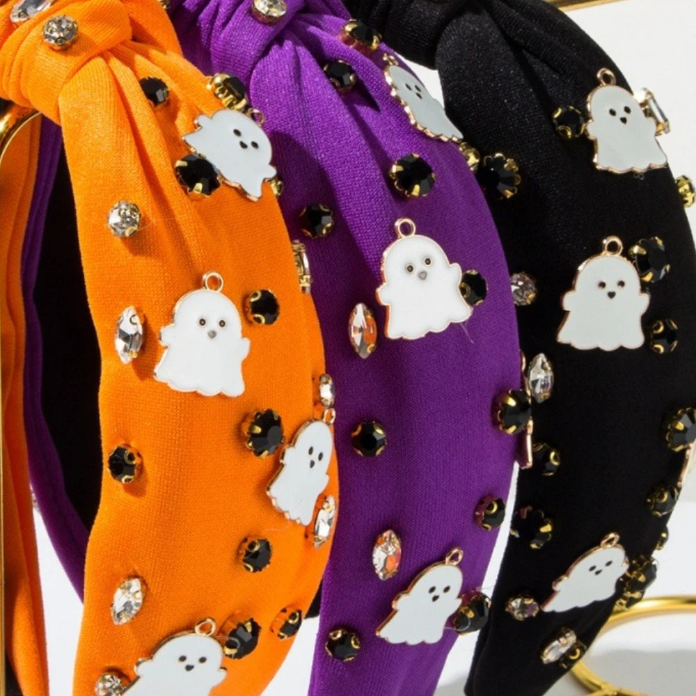 Halloween Themed Headbands For Women With Diamonds Rice Beads Letters little ghost Accessories Holiday Hair Accessories Gifts
