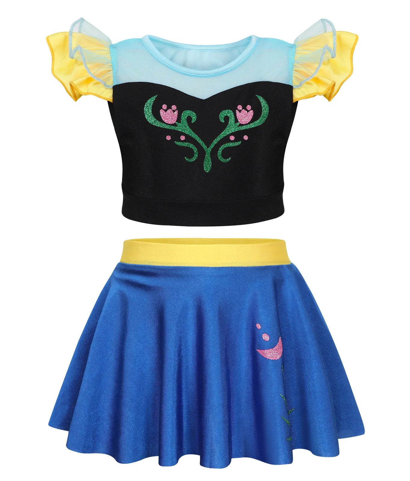 2025 Girls Two Piece Swimsuit Anna Elsa Belle Swimwear Princess Bodysuit Swimwear for Girls Childrens Bikini Beachwear Clothes