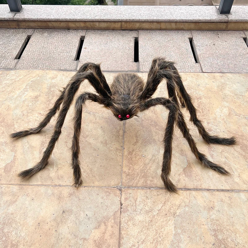 Halloween Black Giant Spider Scary Artificial Plush Spider Home Bar Haunted House Scene Ornaments Props Holiday Outdoor Decors