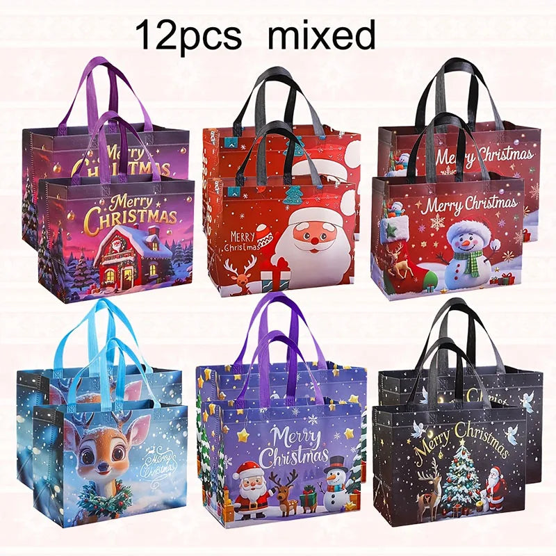 Large Christmas Gift Bags - Reusable Non-Woven Christmas Gift Bags with Handles for Holiday Xmas Party Gifts Wrapping Shopping