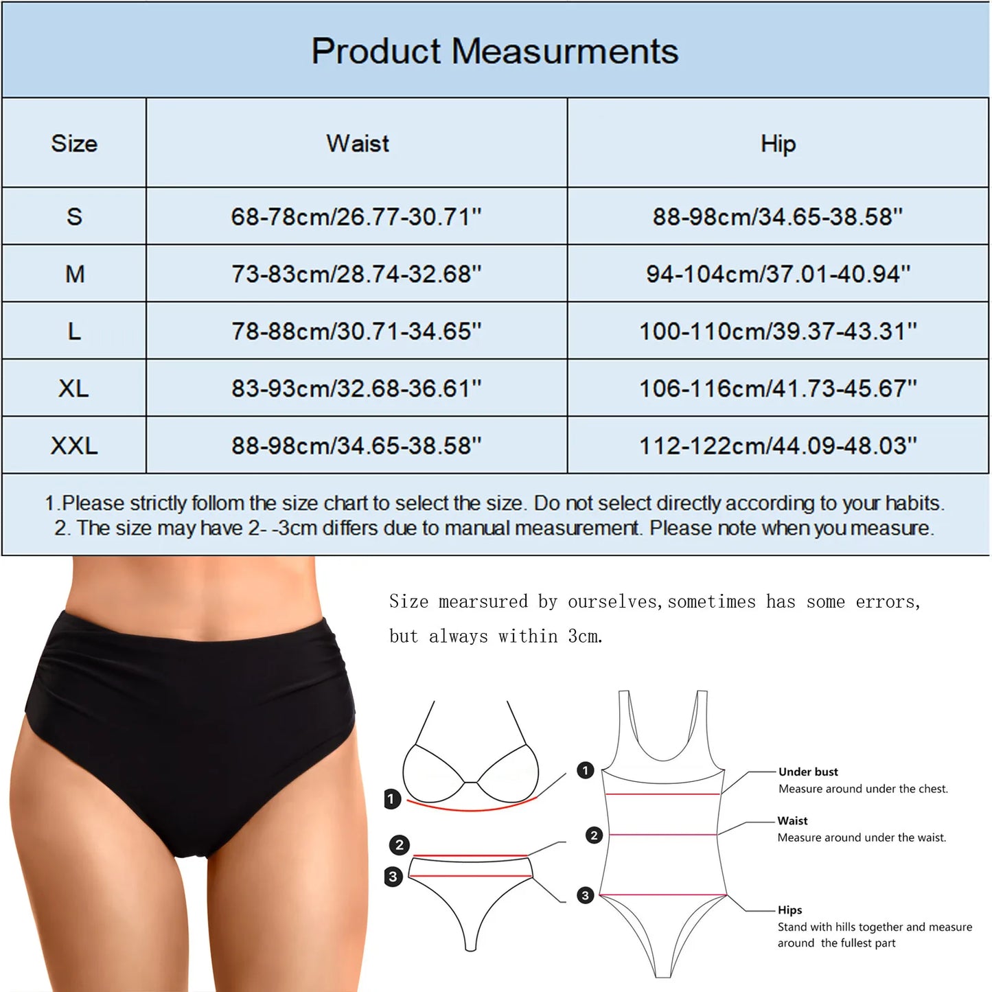 Swimwear For Women 2024 Women Plus Size High Waist Bikini Bottoms Swim Briefs Beach Shorts Ruched Bottom High Bikini 2024 Women