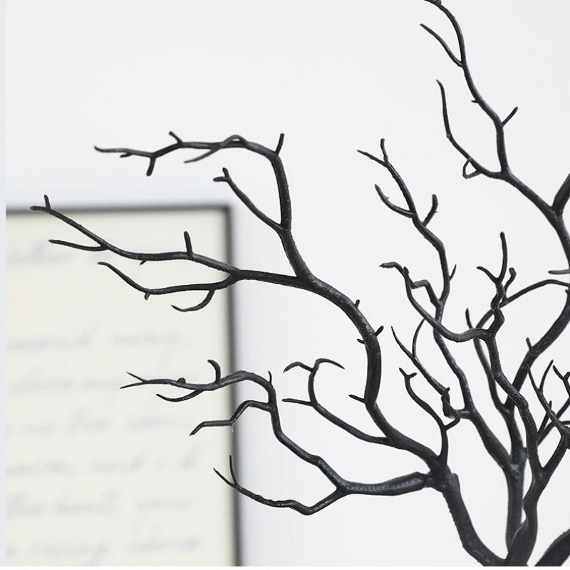5pcs Black Halloween Artificial Dead Branch Antlers Shape Artificial Plastic Tree Branch Realistic Exquisite