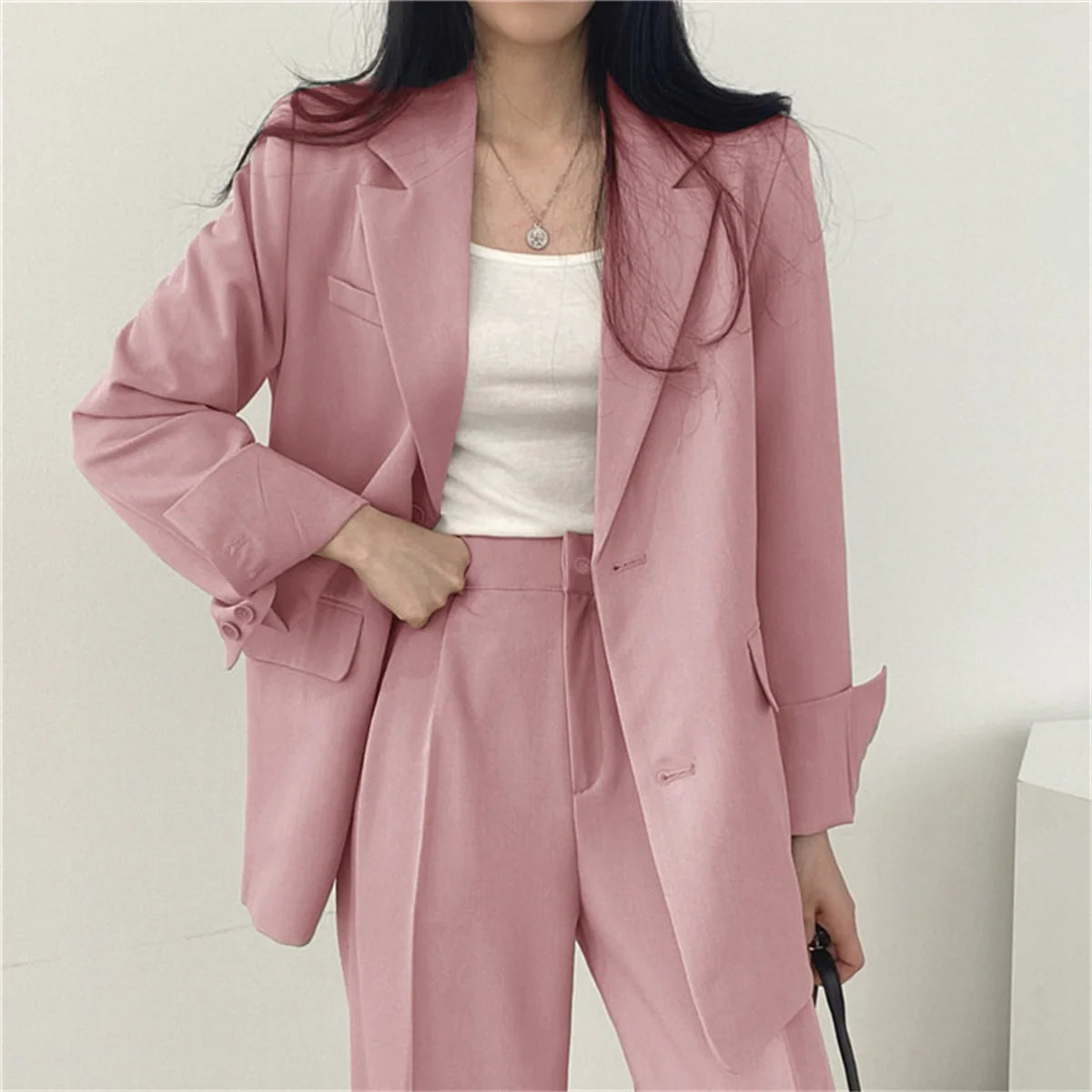 2025 Autumn New Women's Clothing Suit Jacket Casual Pants Set Wide Leg Suit Pants Elegant Office Lady Business Suit Set Blazers