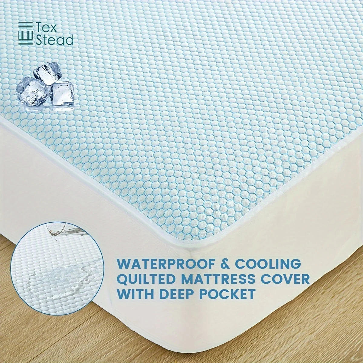 1 Pc Cooling fitted mattress topper waterproof fiitted sheet, Luxurious Soft for Hot Sleepers, Soft Fabric with Deep Pocket