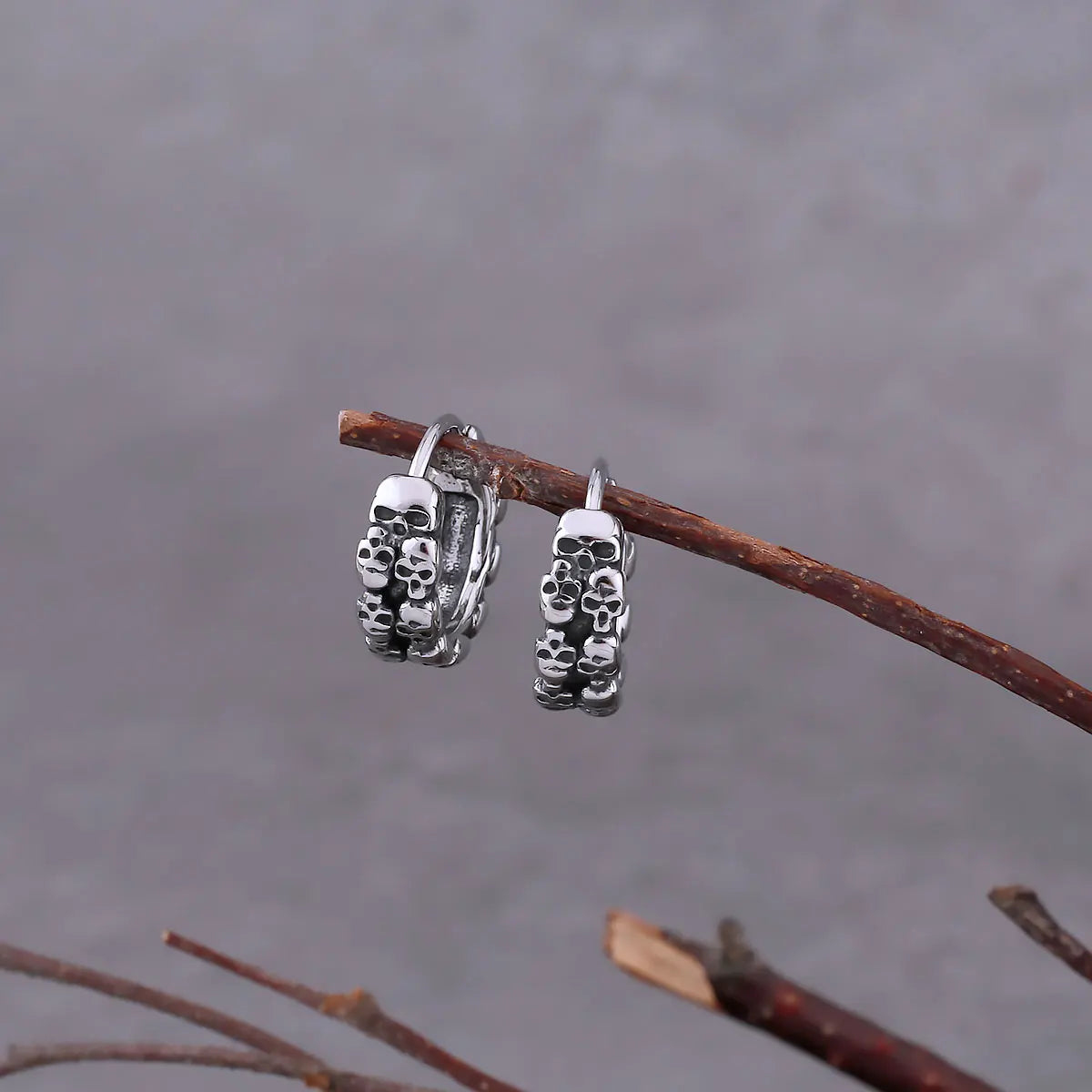 Gothic Fashion Skull Earrings For Men Hip Hop Rock Biker Accessories Punk Boys Vintage Stainless Steel Skeleton Cool Jewelry