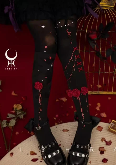 Japanese Gothic Lolita Halloween Party Pantyhose Thigh High Socks Long Compression Socks Ladies Sexy Cotton Stocking Socks