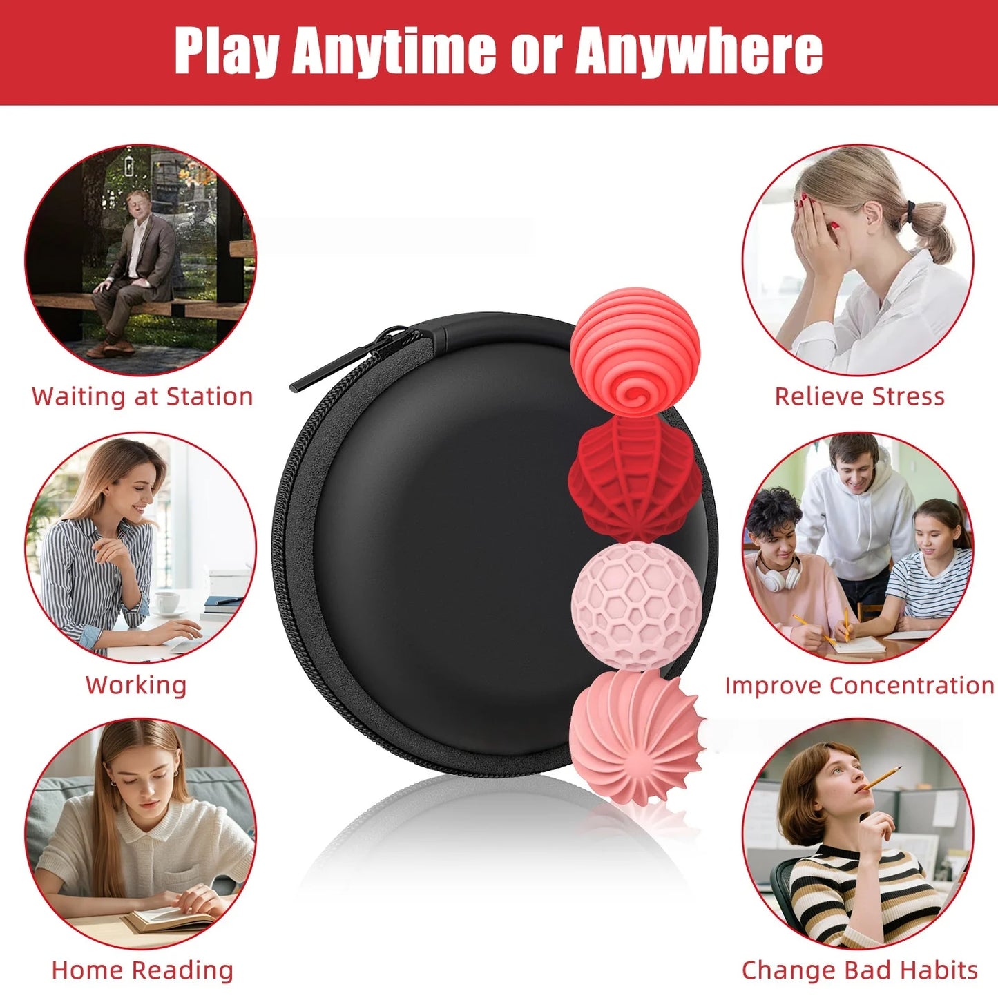 Sensory Magnetic Ball Fidget Decompression Soft Silicone Texture Worry Ball Puzzle Travel Toy Halloween Gift Set