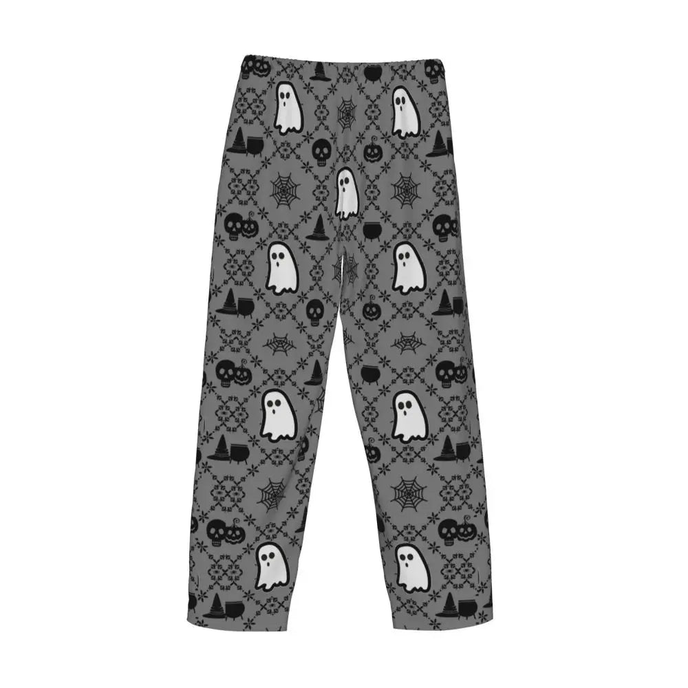 Custom Cute Spooky Halloween Bats Black And Purple Pajama Pants for Men Lounge Sleep Drawstring Sleepwear Bottoms with Pockets