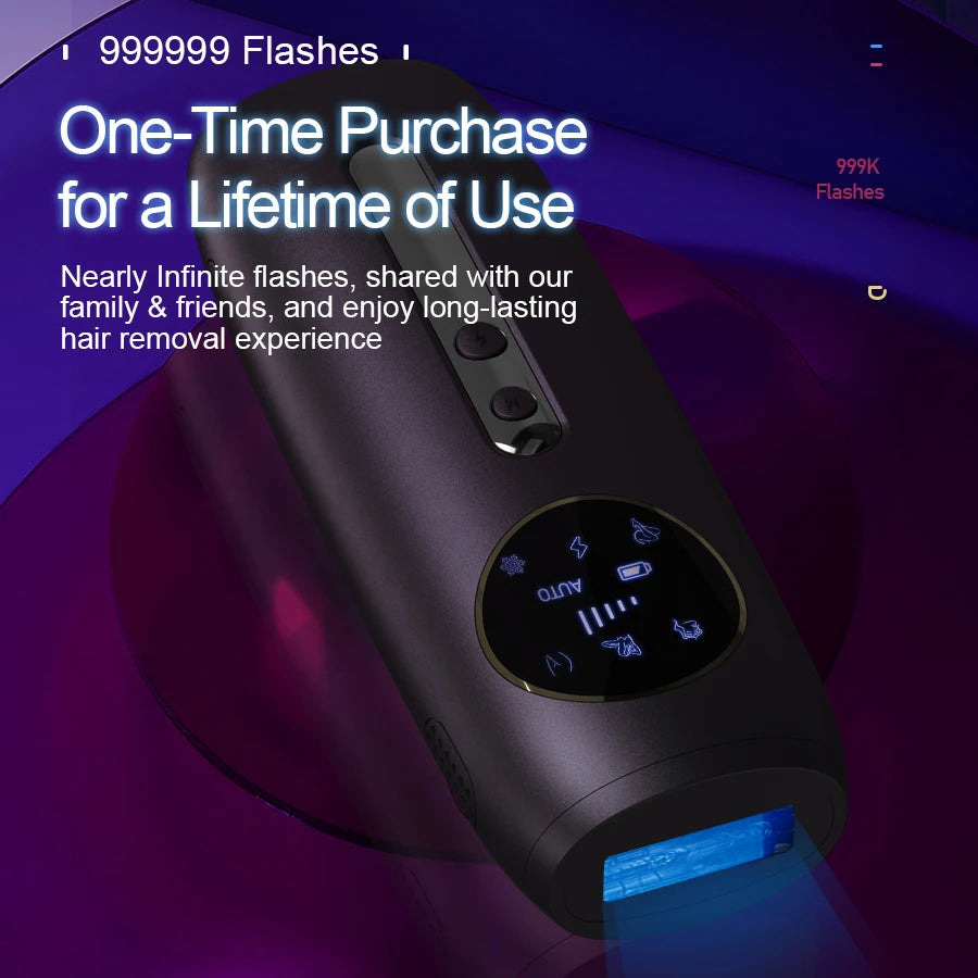 Rechargeable Laser Hair Removal Sapphire Cooling Auto Permanent Painless Bikinis Trimmer in Home Icy Cold Wireless IPL Epilator