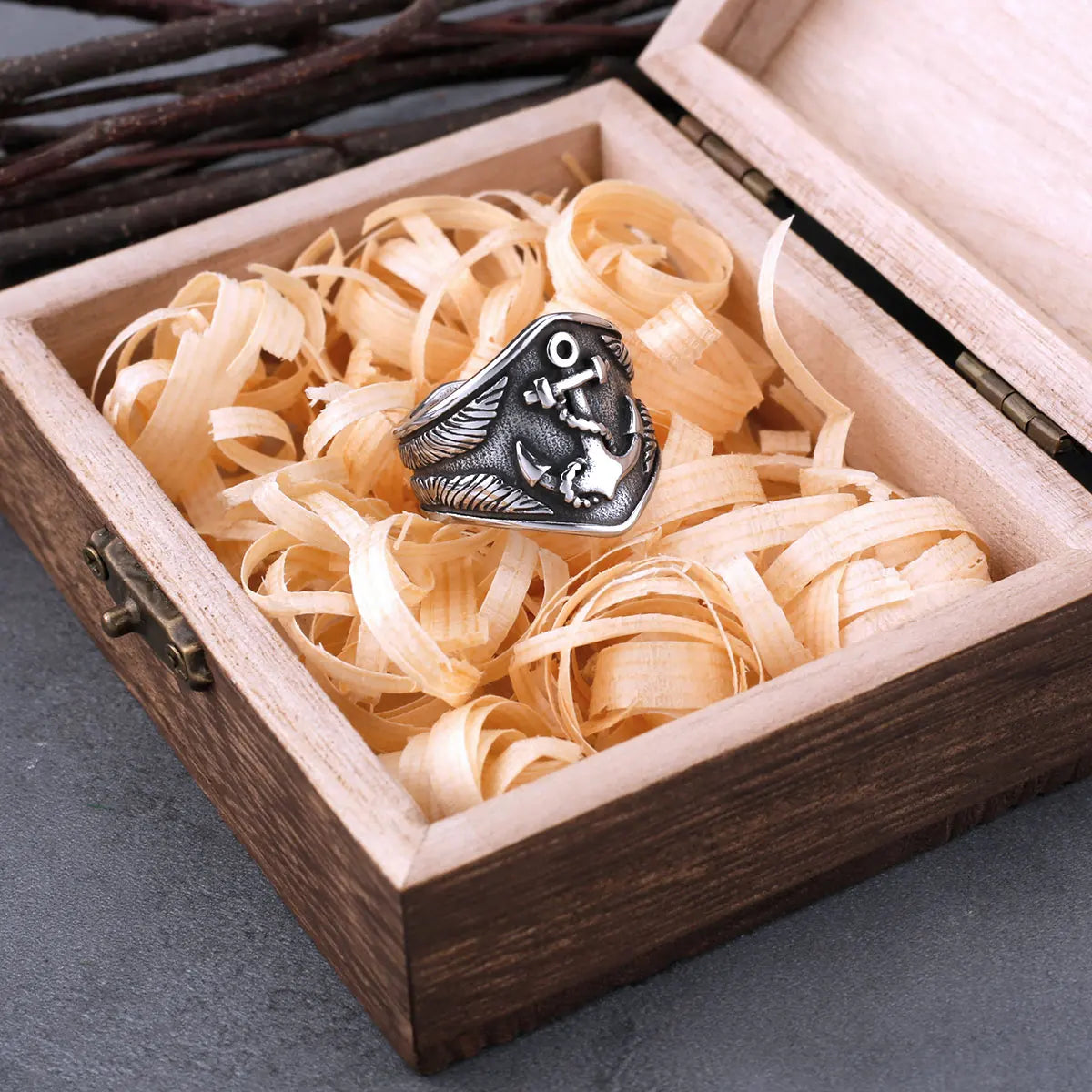 316L Stainless Steel Viking Ship Anchor Ring Men's Boat Rudder Hip Hop Biker Ring Nordic Amulet Jewelry As Gift Dropshipping