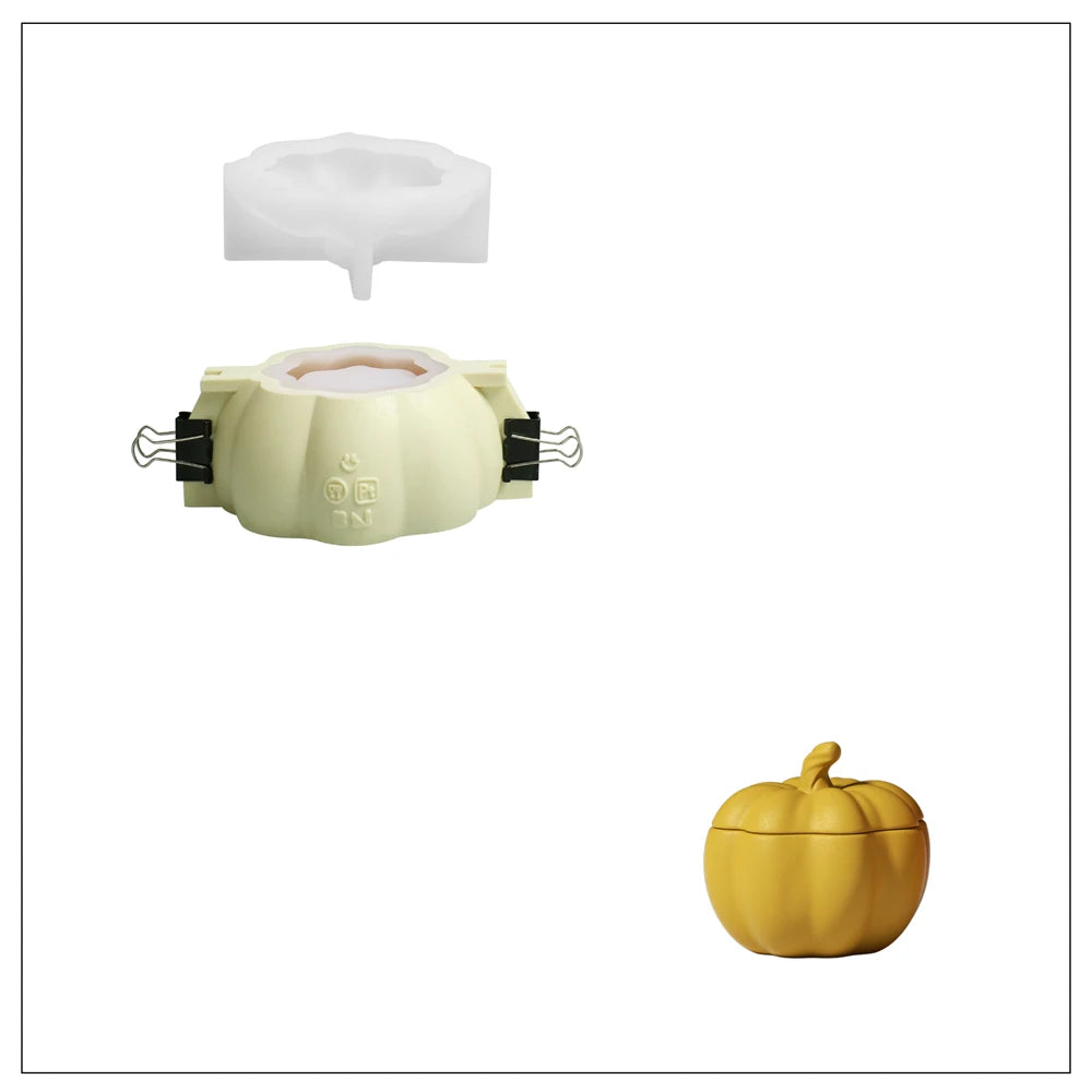 Nicole Flat Pumpkin Candle Jar Molds for Concrete Halloween Jesmonite Silicone Mould DIY Gifts Home Decor