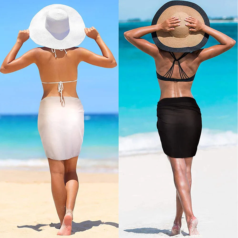 Women Long Print Sarongs Swimsuit Coverups Beach Bikini Wrap Sheer Long Skirt Chiffon Scarf Cover Ups for Swimwear