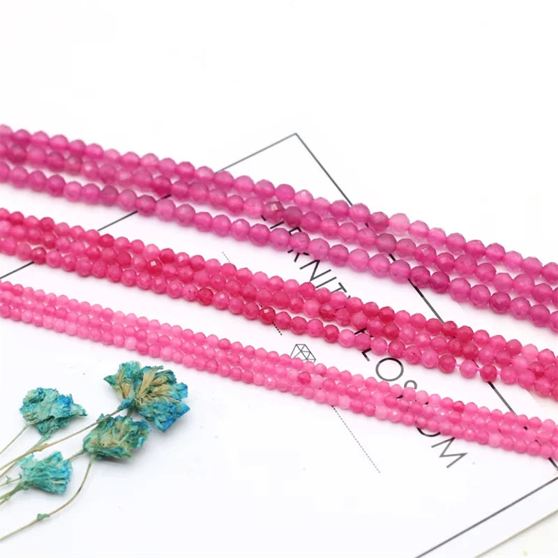 Natural Stone Beaded Faceted Pink Tourmaline Gemstone Isolation Loose Beads for Jewelry Making Diy Necklace Bracelet Accessories