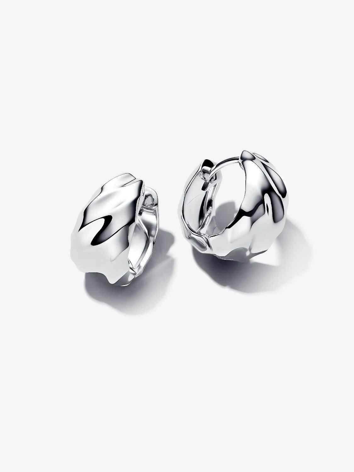 New Authentic 925 Sterling Silver Earrings Twisted Huggie Rippled Open Hoop Earrings Original For Women Jewelry