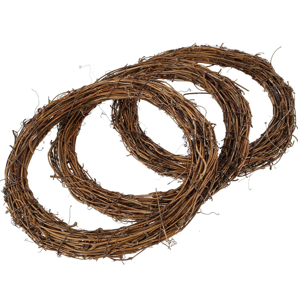 3/5Pcs Round Natural Rattan Wreath Stem Branch Ring Garland Wedding Birthday Party Decor Supplies Christmas Gift 15//20/25/35cm