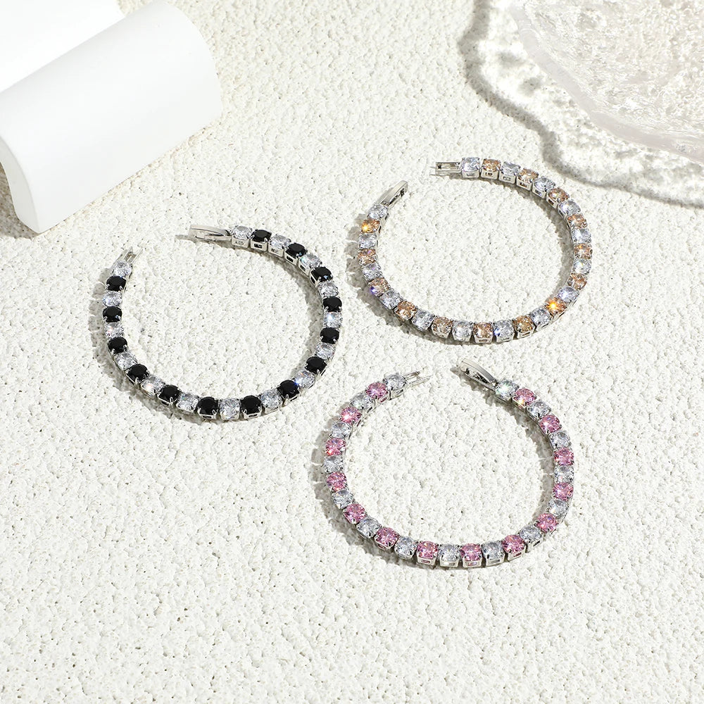 2022 New Rainbow Crystal Tennis Bracelets For Women Bracelet Set 18K Gold Silver Colorful Zirconia Femme Bridal Wedding Jewelry