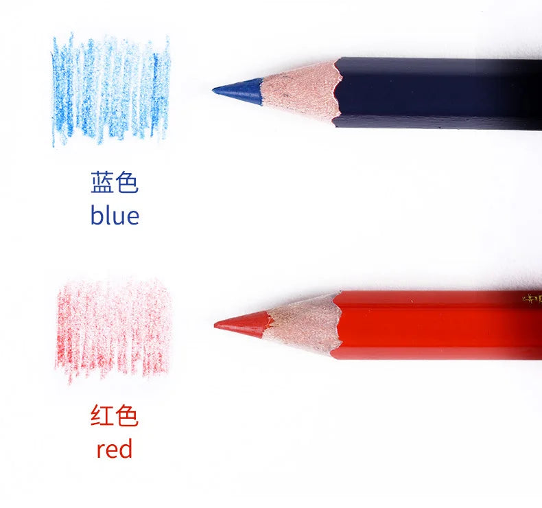 10Pcs Big Pencil,Red&Blue Double-Ended,Medical Science Laboratory Plotting Construction Wood Working Mark Stationery