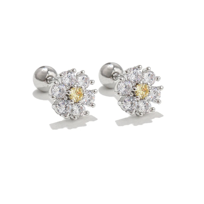 New Design Stainless Steel Cubic Zirconia Chain Hoop Earring For Women Square Water Drop Punk Cartilage Earring Piercing Jewelry