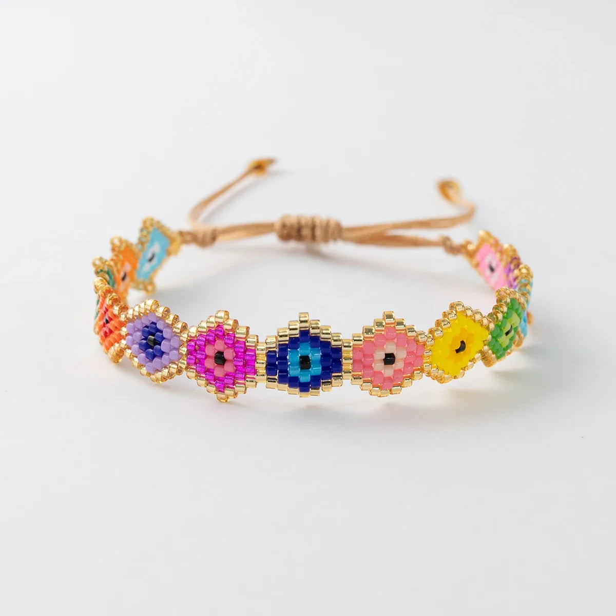 ALIYA Fashion Miyuki Rainbow Bracelet Multicolor Evil Eye Pattern Jewelry Bohemian Pulseras mujer Moda Handmade Jewellery Gift
