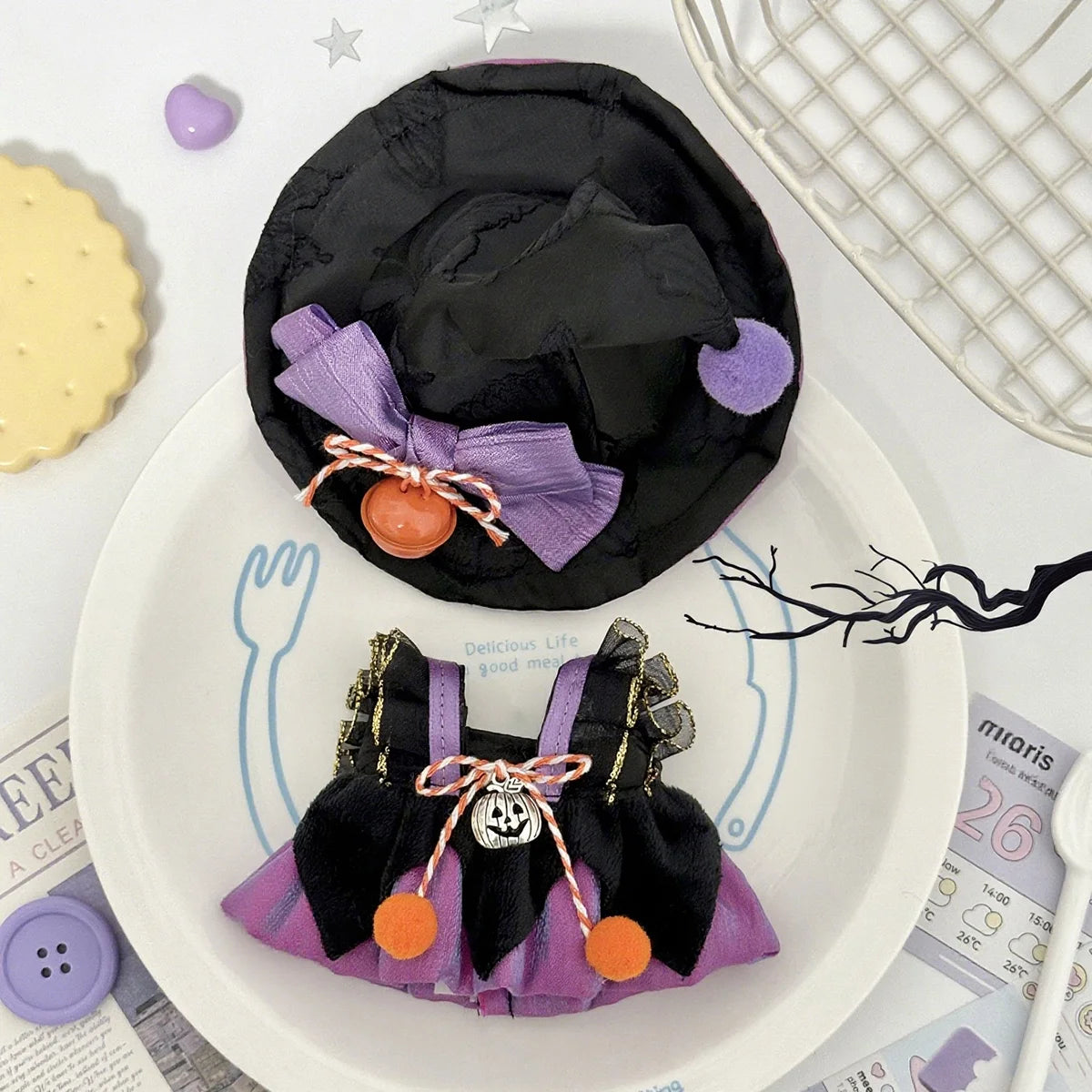 Halloween Witch Outfit for 15/17cm Labubu Doll's Clothes Starry Night Spooky Costume Outfit Accessories Gifts