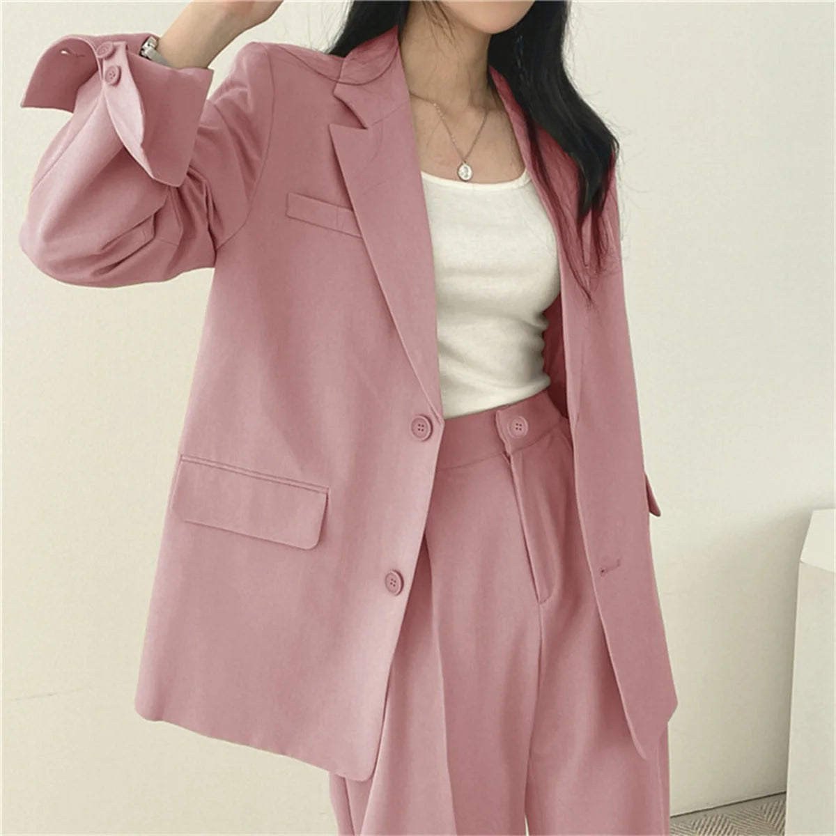 2025 Autumn New Women's Clothing Suit Jacket Casual Pants Set Wide Leg Suit Pants Elegant Office Lady Business Suit Set Blazers