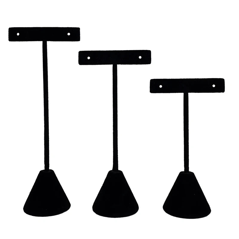 T-shaped Earring Display Stand Velvet PU Leather Jewerly Display Rack Earring Stud Accessories Display Storage Props 3Pcs/lot