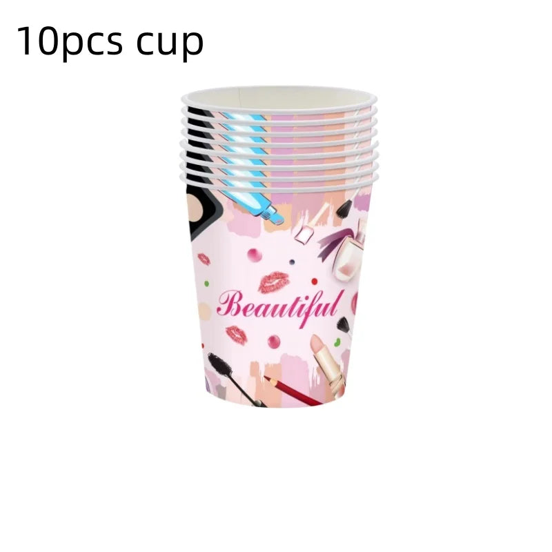 130*220cm Spa Make Up Theme Tablecloth Decoration Kids Girls Birthday Party Makeup Disposable Table Cover Baby Shower Supplies