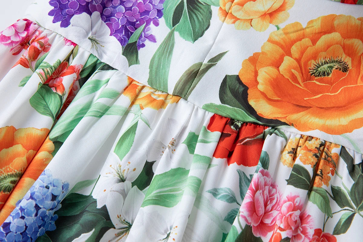 Women Gorgeous Flower Long Dress Swing Sling Dress Spaghetti Straps Floral Backless Dresses Summer Lady Elegant Holiday Outfits
