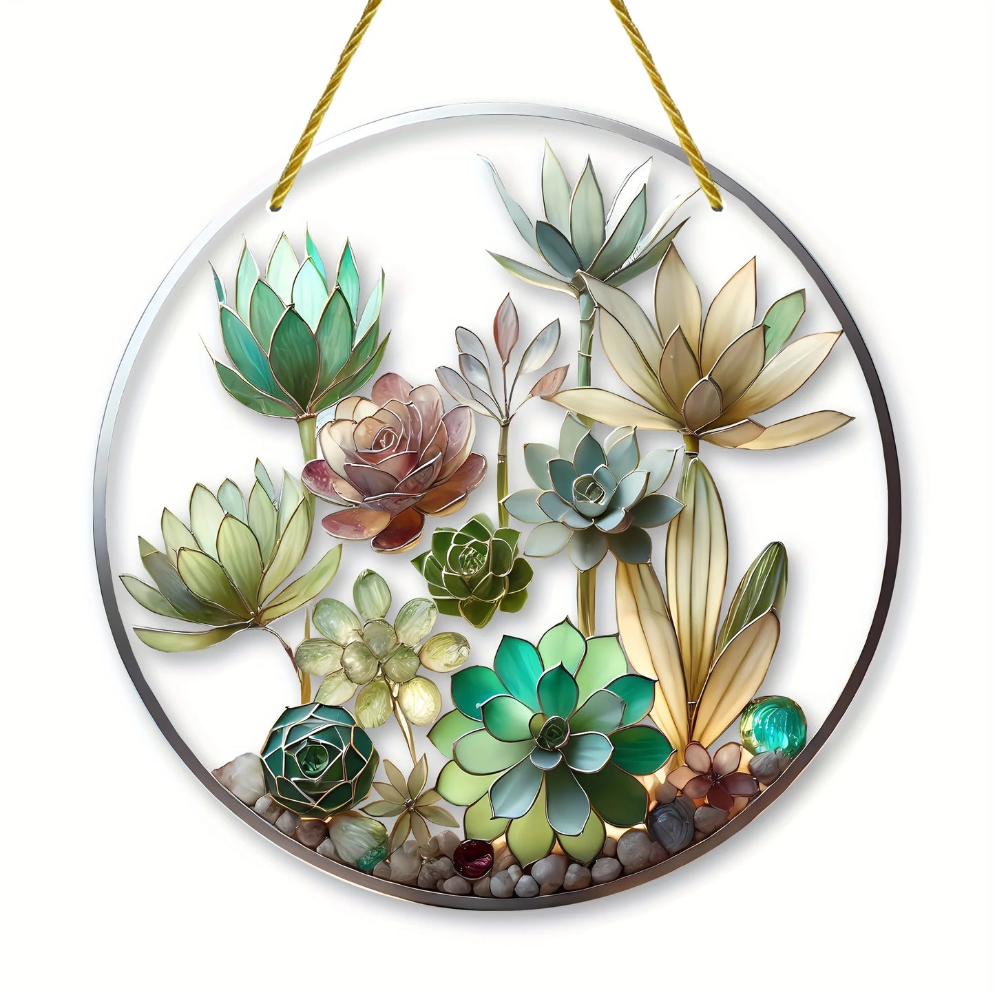 Flower Suncatcher, Stained Window Hanging, Acrylic Sign, Winter Decor, Round Sign, Wreath Sign, Wreath Center, Christmas Gift