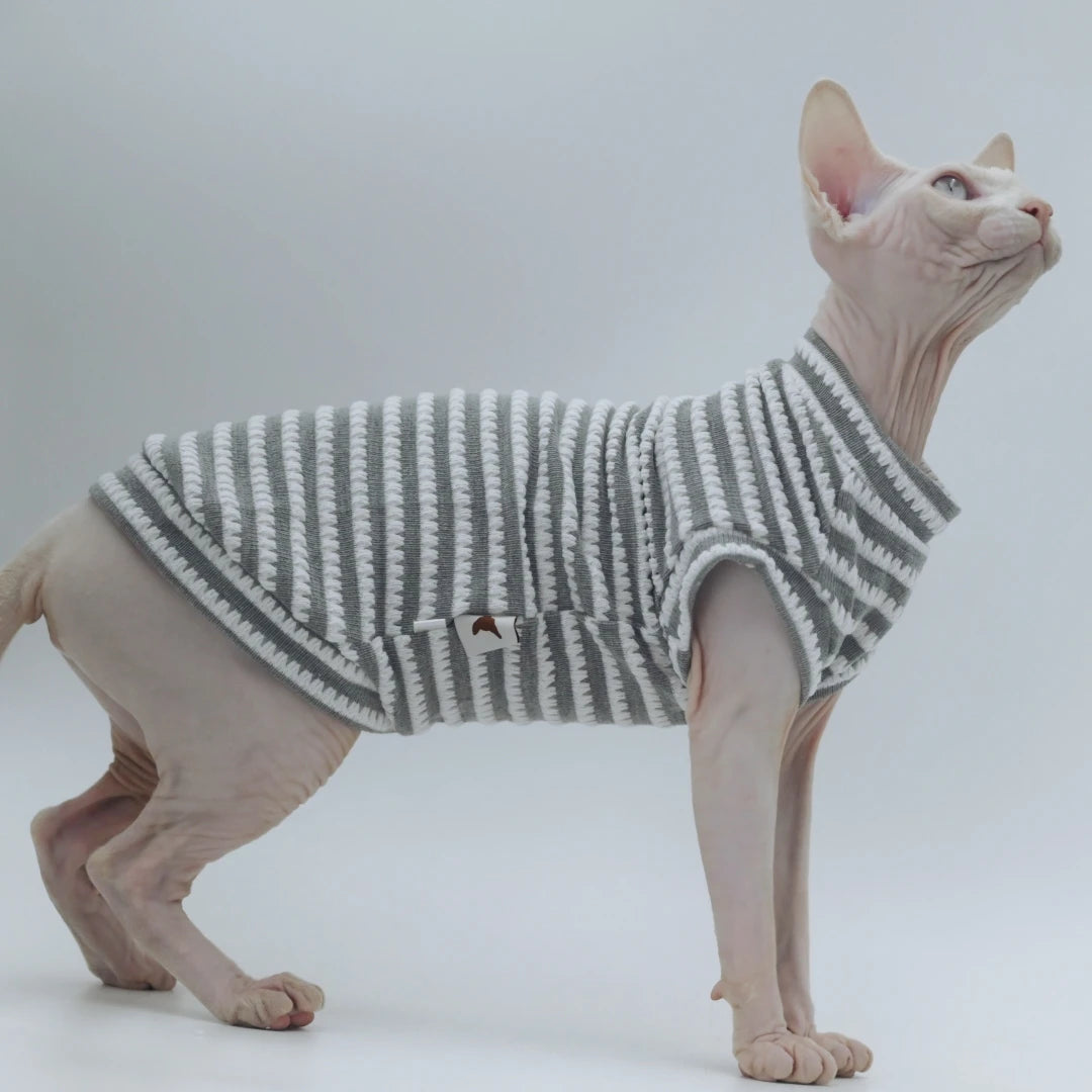 DUOMASUMI Summer Cat Vest for Hairless Breeds - Stretch Cotton & Ultra-Soft Cooling Top for Sphynx, Devon Rex& Abyssinian Cats