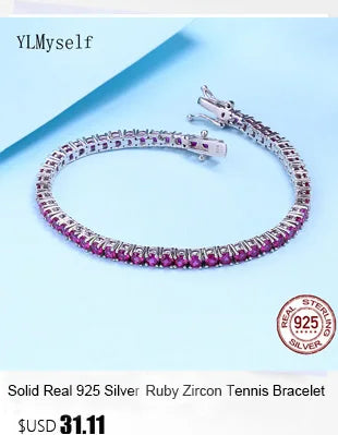 New 2 mm Rainbow Solid 925 Silver Jewelry Colorful Cubic Zircon Colorful Pretty Tennis Chain Bracelets