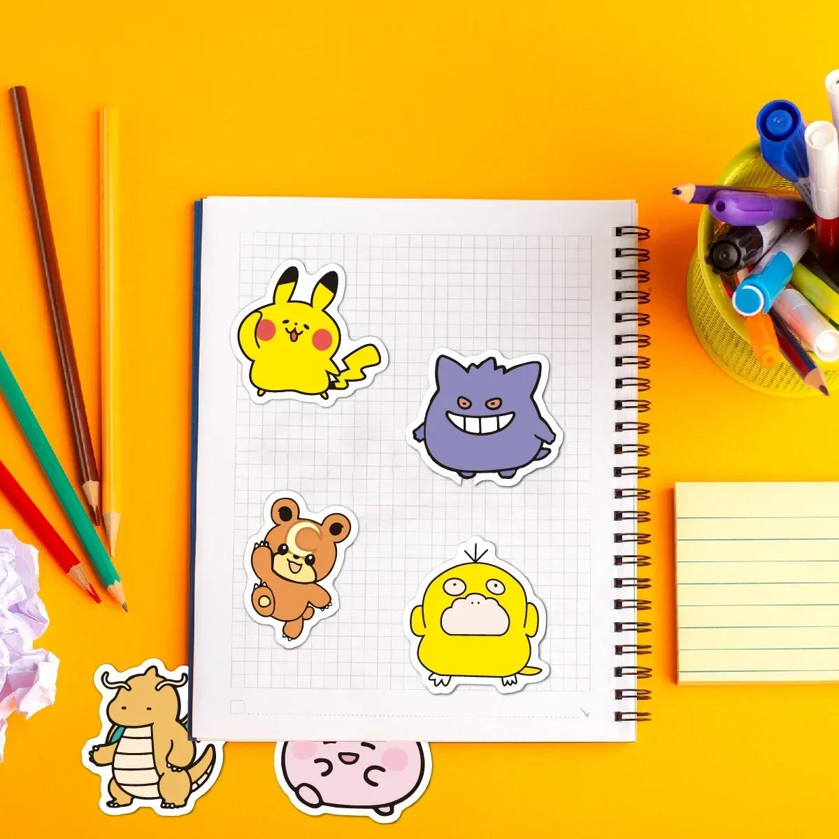 100PCS Cute Anime Pokemon Cartoon Stickers for Laptop Motorcycle Stationery DIY Kids Toys Graffiti Sticker Decoration