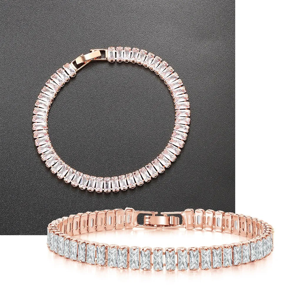 Rainbow Crystal Tennis Bracelets for Women Kpop Silver Color Friend Gifts Colorful Zirconia Bangle Chain on Hand Jewelry H167-M