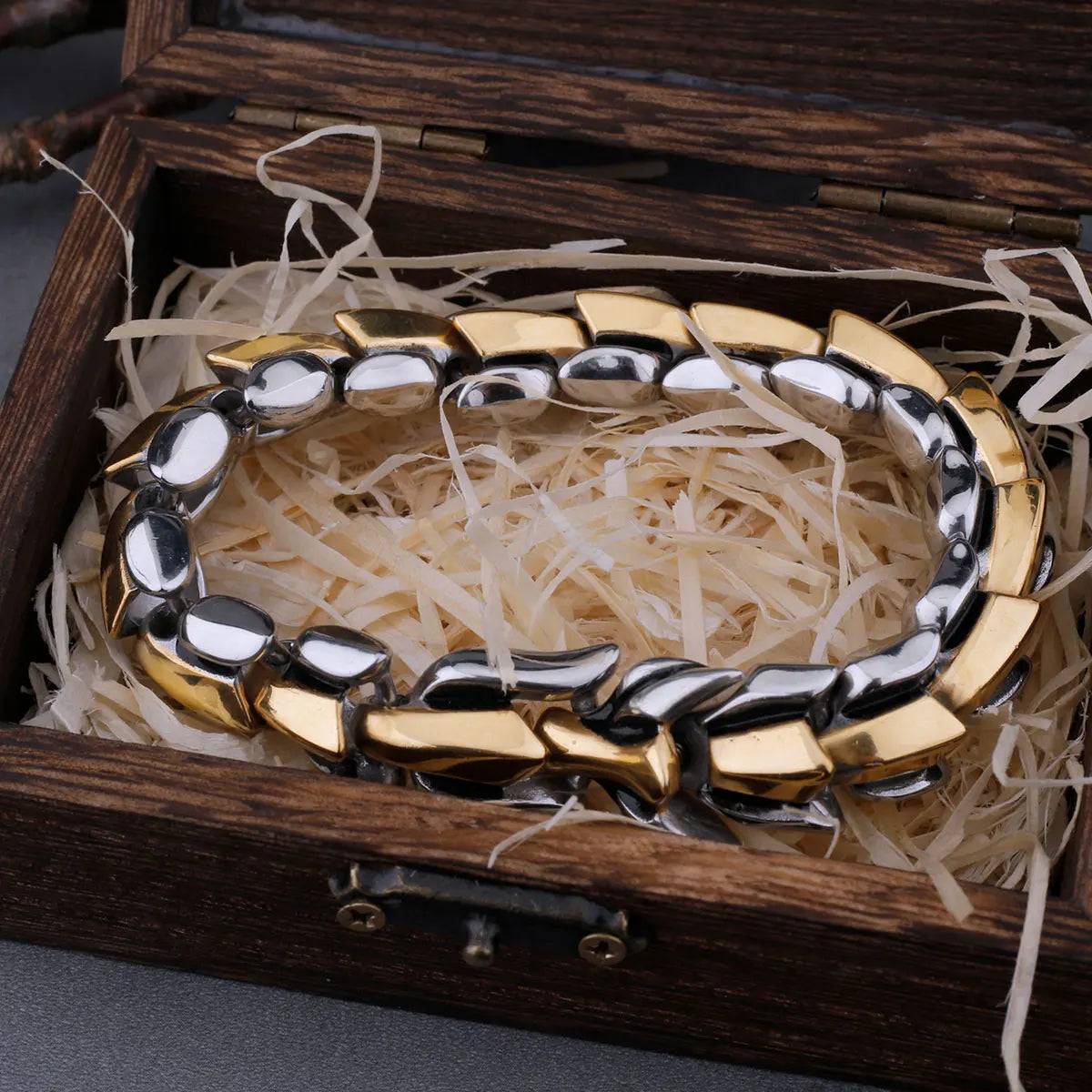 Nordic Viking Ouroboros Vintage Punk Dragon Bracelet Men's Charm Stainless Steel Fashion Animal Jewelry Hip Hop Street Culture