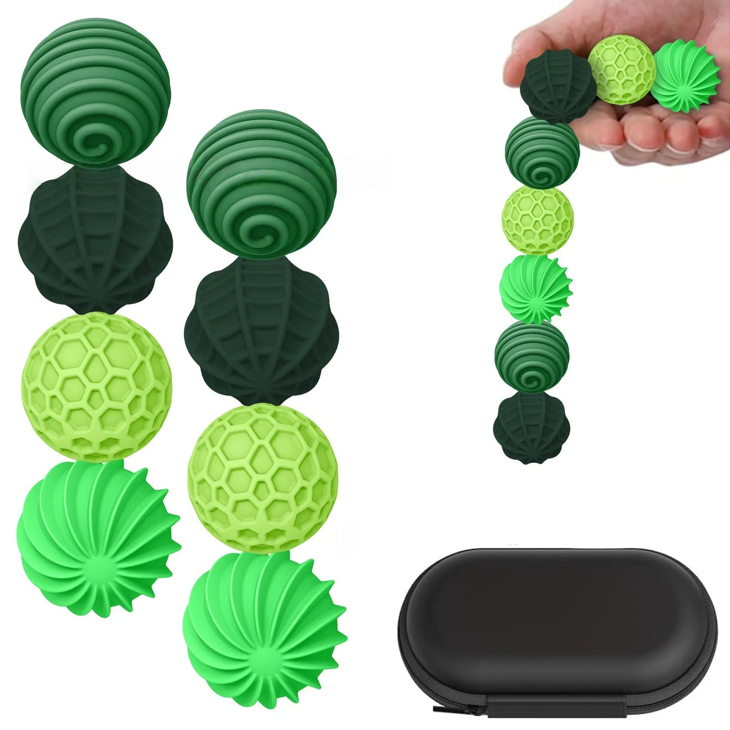 Sensory Magnetic Ball Fidget Decompression Soft Silicone Texture Worry Ball Puzzle Travel Toy Halloween Gift Set