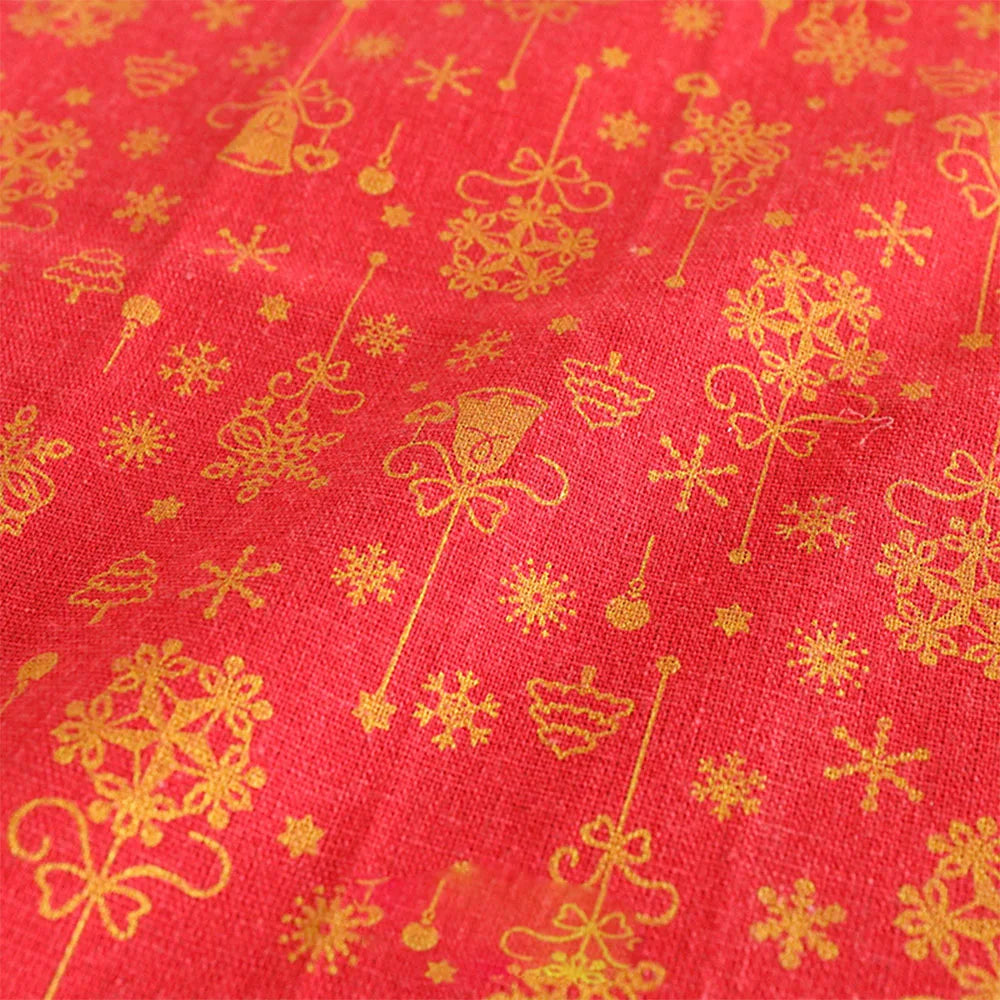 45x145cm Elk Snowflake Printed Linen Cotton Fabric Wrinkle-Resistant for Doll Clothes DIY Quit Sewing Kits Christmas Gift Craft