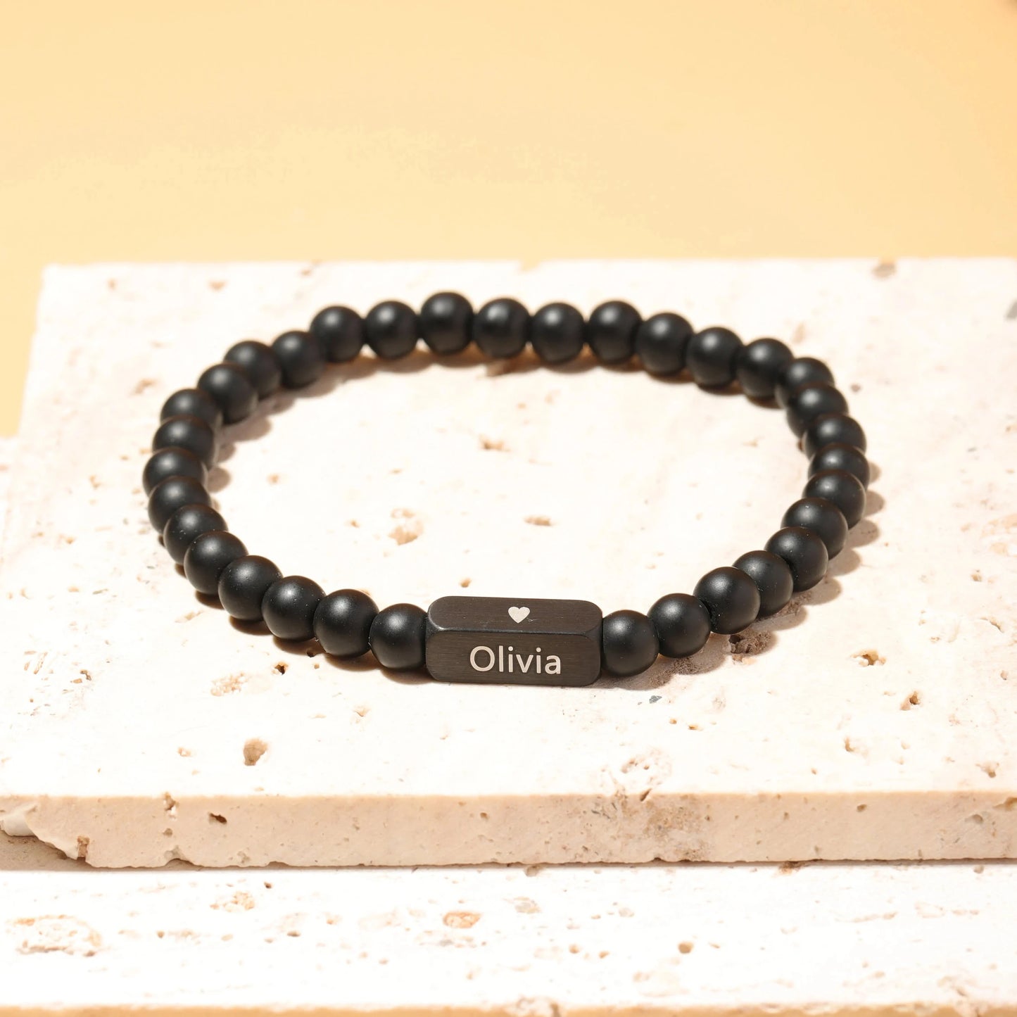 1pc, Personalized Men's Bracelet With Names Ideal Christmas Gift For Husband Grandfather, Mens Beads Bracelet