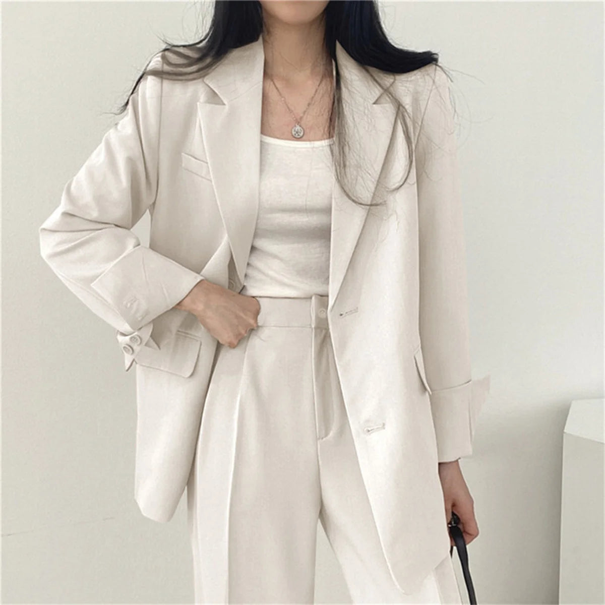 2025 Autumn New Women's Clothing Suit Jacket Casual Pants Set Wide Leg Suit Pants Elegant Office Lady Business Suit Set Blazers