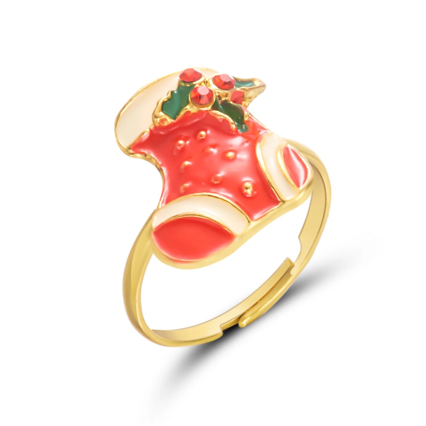 Christmas Tree Zircon Christmas Opening Ring For Women Dripping Oil Santa Cartoon Ring Elk Snowman Xmas Party Jewelry Friend