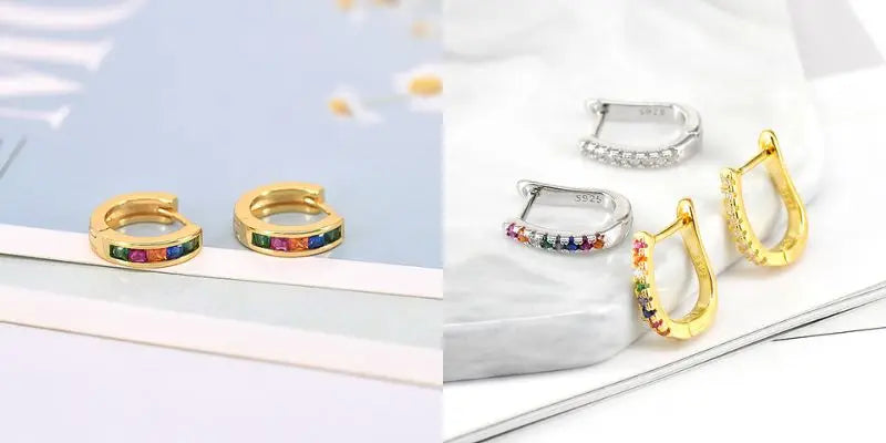 Colorful Crystal Earrings 925 Sterling Silver Ear Needle Stud Earrings for Women Cross Dangle Earrings Party Wedding Jewelry