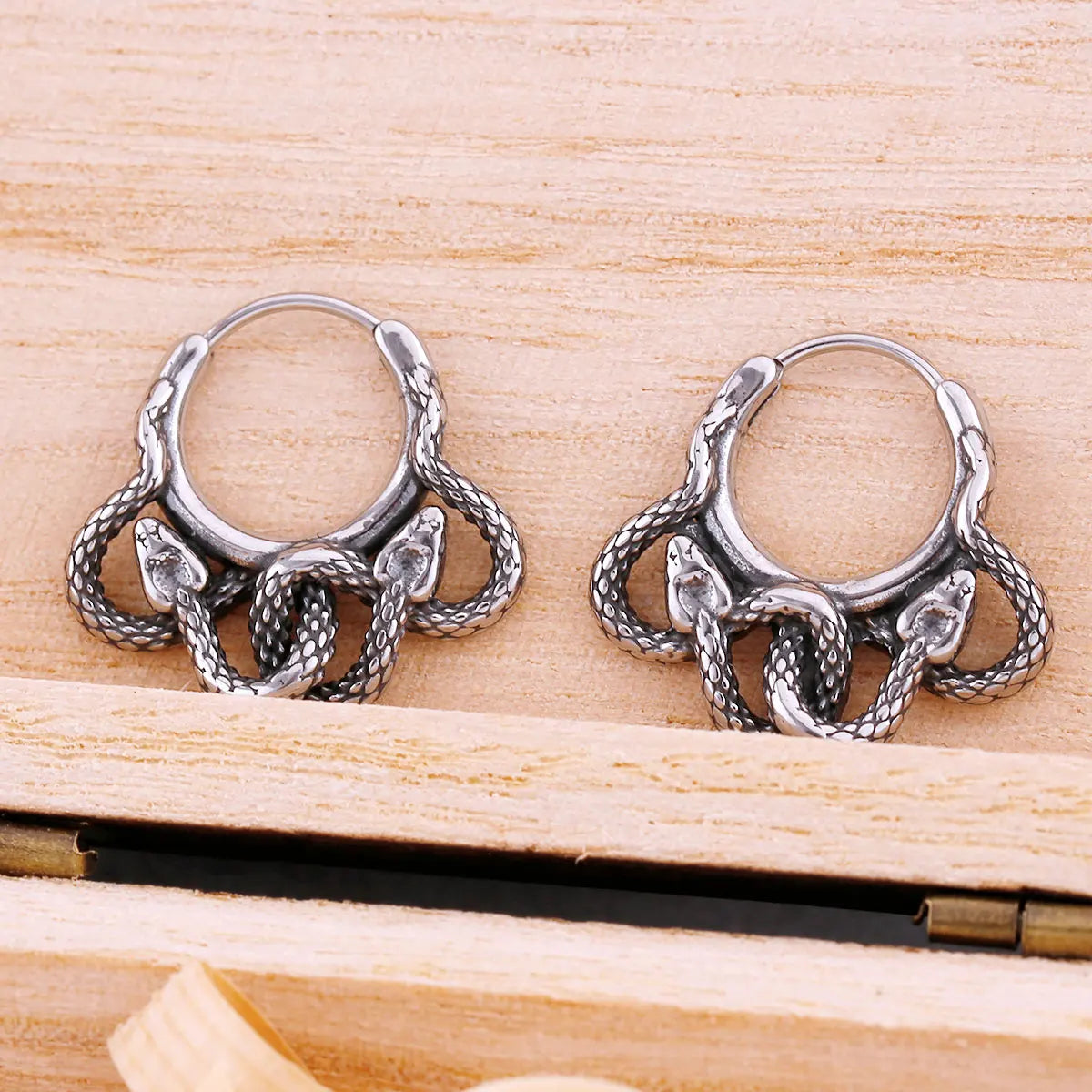Vintage Animal Snake Hoop Earring For Men Stainless Steel Rock Hip Hop Biker Accessories Fashion Punk Charm Jewelry Gift