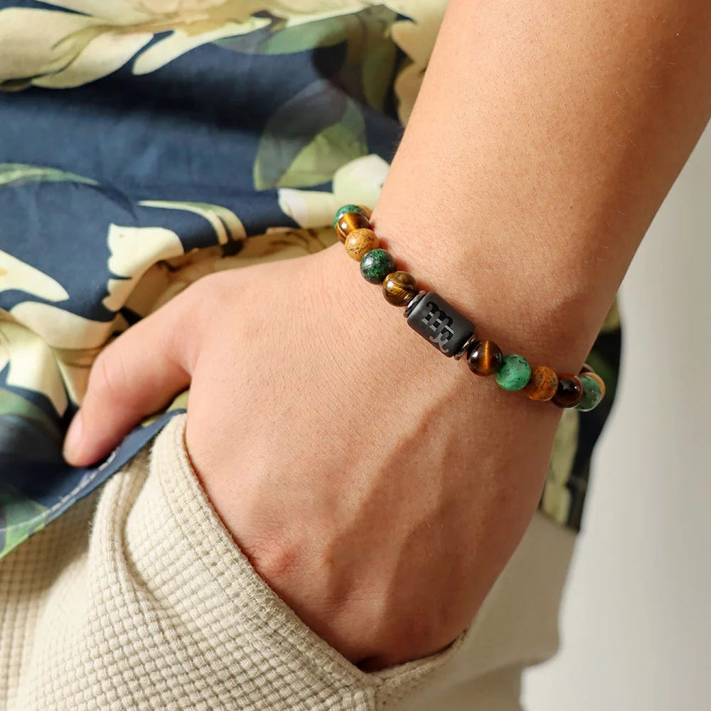 Natural Stone Beads Tiger Eye Stone 12 Constellation Bracelets For Men Women Zodiac Signs Bracelet Aries Taurus Virgo Jewelry