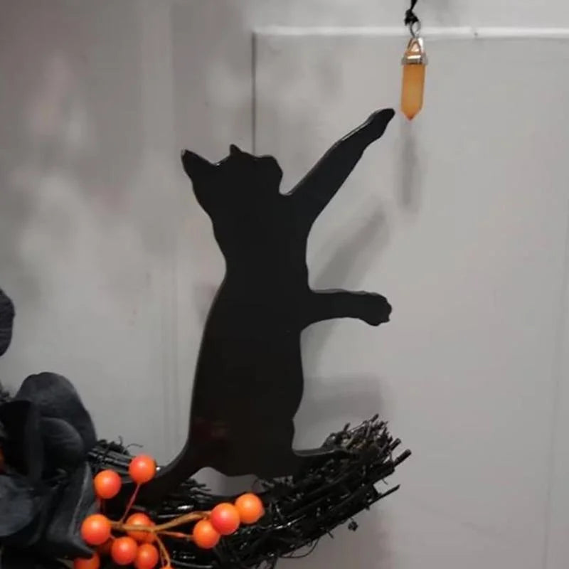 Halloween Moon Cat Garland with Rose Black Decorations Halloween Garland Halloween Wreath for Front Door Halloween Door Decor